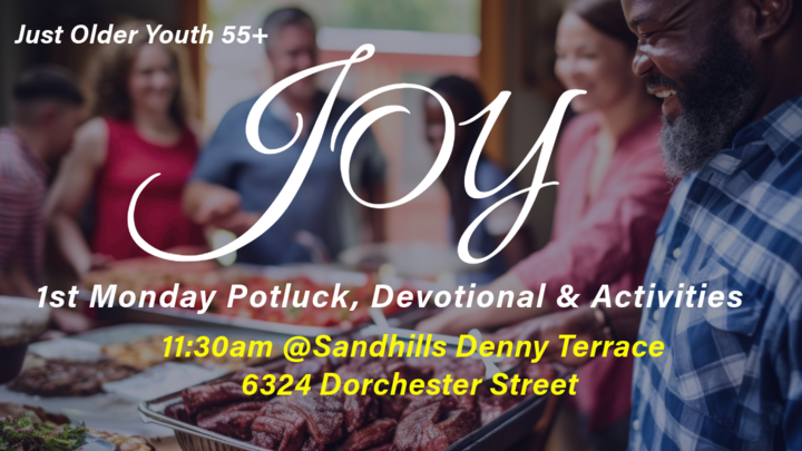 JOY 55+: Monthly Potluck logo