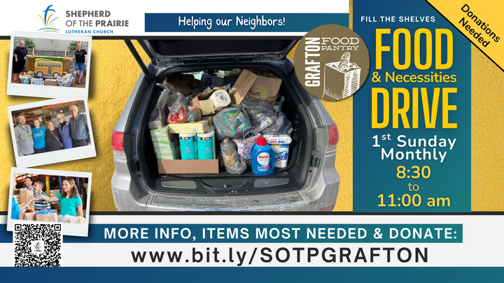 Food Drive for Grafton Food Pantry - Monthly on the 1st Sunday logo