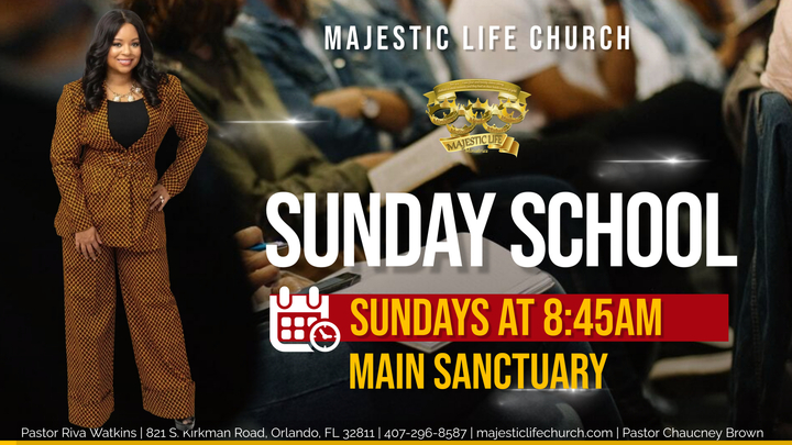 8:45am Sunday School with Pastor Riva logo