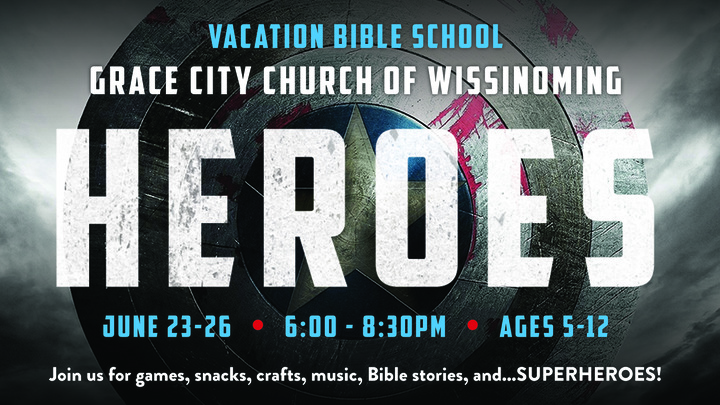 Heroes Vacation Bible School: June 23-26 | for children ages 5-12 | FREE logo image