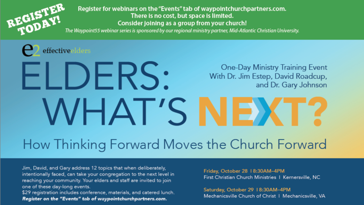 Elders: What's Next? How Thinking Forward Moves the Church Forward (Kernersville, NC). logo image