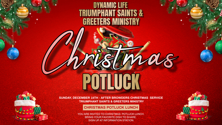 Triumphant Saints & Greeters Ministry: Potluck Lunch logo