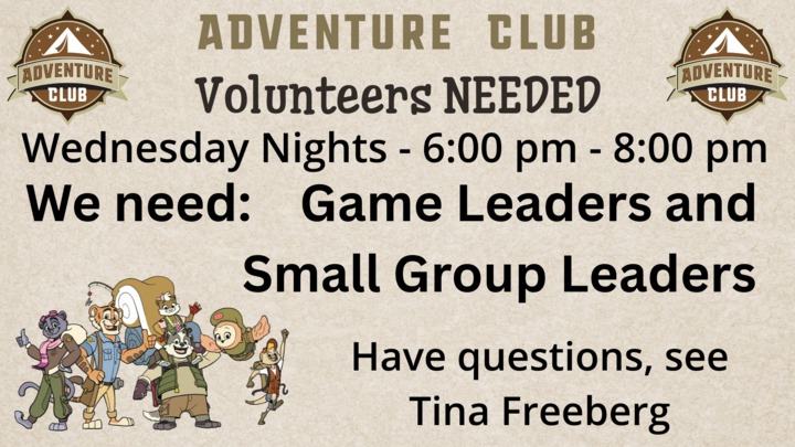 Adventure Club Volunteers Needed logo