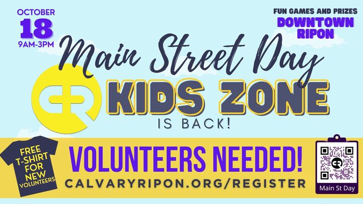 2025 Main Street Day Kid Zone VOLUNTEER logo