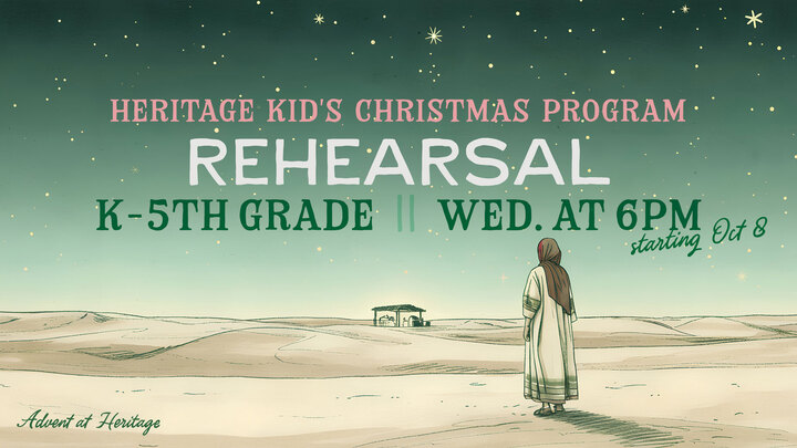 Heritage Kid's Christmas Program rehearsals logo