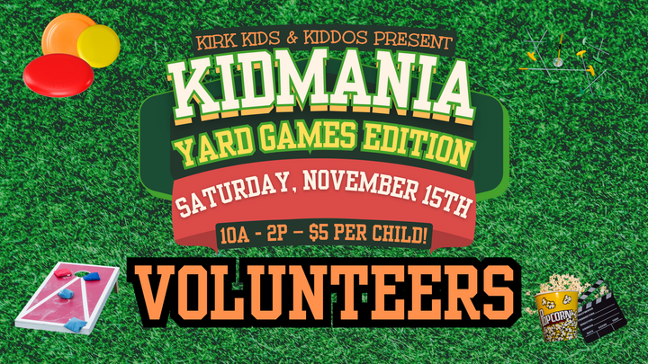 Kid Mania - Yard Games  Fall 2025 Volunteer Registration  logo