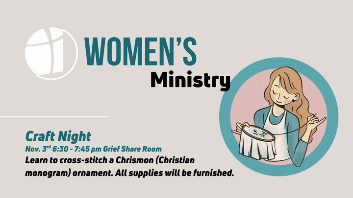 Women's Ministry Cross Stitch Craft Night logo
