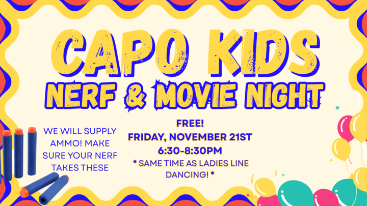 Capo Kids Nerf and Movie Night logo