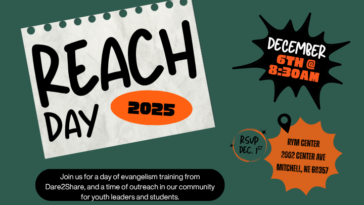 Reach Day - A day of evangelism training by Dare 2 Share Ministries! logo