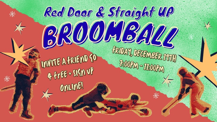 Red Door/Straight Up- Broom Ball logo