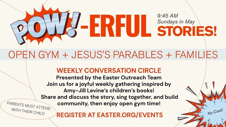 POW-erful stories! Open Gym + Jesus's Parables + Families logo