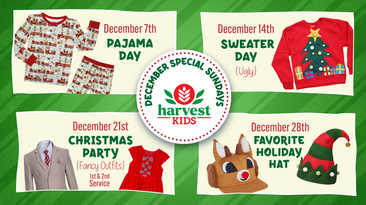 Harvest Kids Sundays in December logo