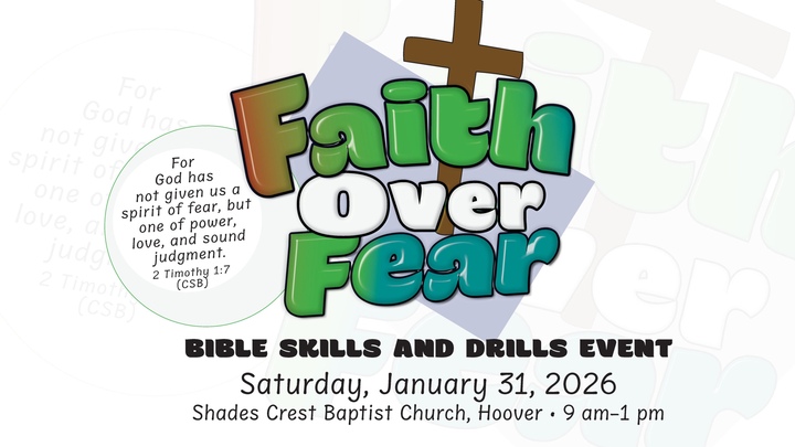 Bible Skills and Drills Event "Faith Over Fear" logo