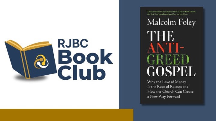 Racial Justice Book Group (RJBG) | "The Anti-Greed Gospel" logo
