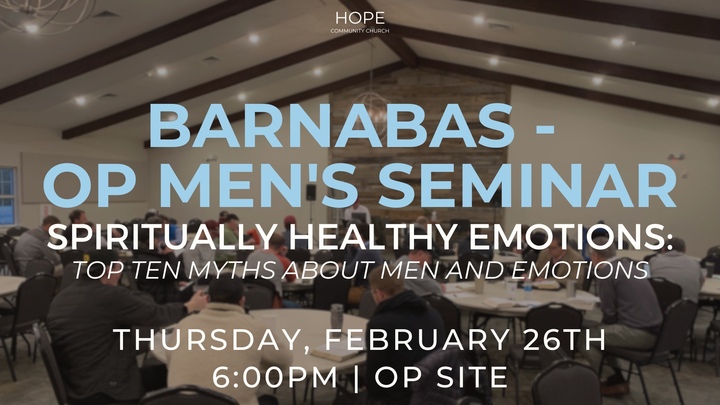 Barnabas OP Men's Seminar: Top Ten Myths about Men and Emotions logo