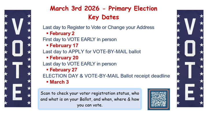 March 3 2026 Primary Election - Key Dates logo