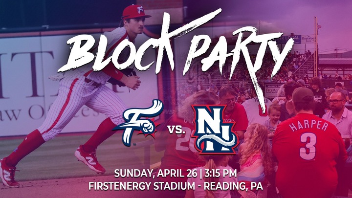 Spring Block Party | Reading Baseball Game logo