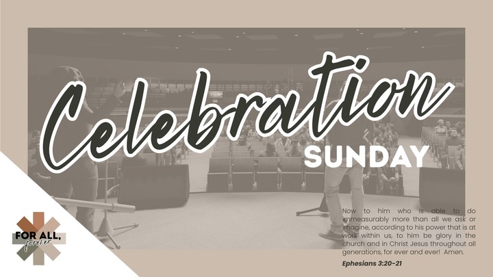 Celebration Sunday - For All, Forever logo