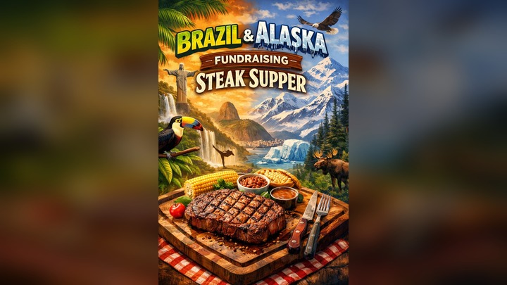 Brazil  and Alaska Mission Trip Fundraising Steak Supper  logo