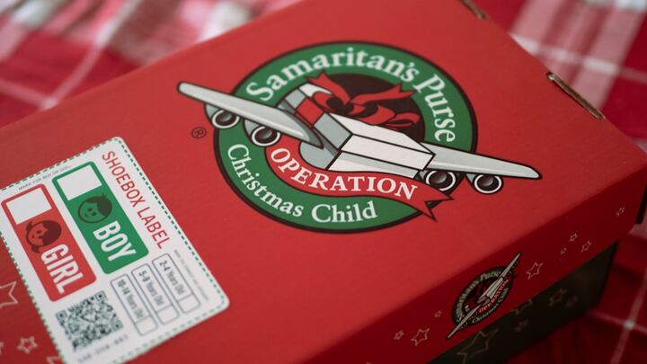 April | Pine Valley | Prepping for Operation Christmas Child  logo