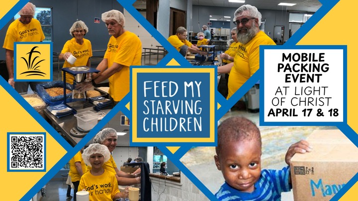 Mobile Food Packing Event for Feed My Starving Children at Light of Christ Church logo