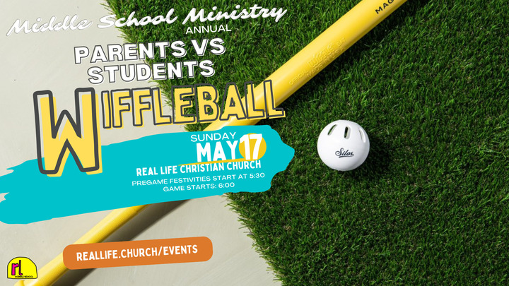 Middle School Ministry Annual Parents vs Students Wiffle Ball Game logo