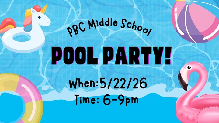 PBC Middle School Pool Party logo
