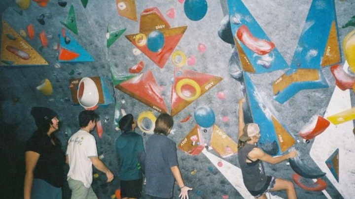 Young Adults Bouldering before Church logo