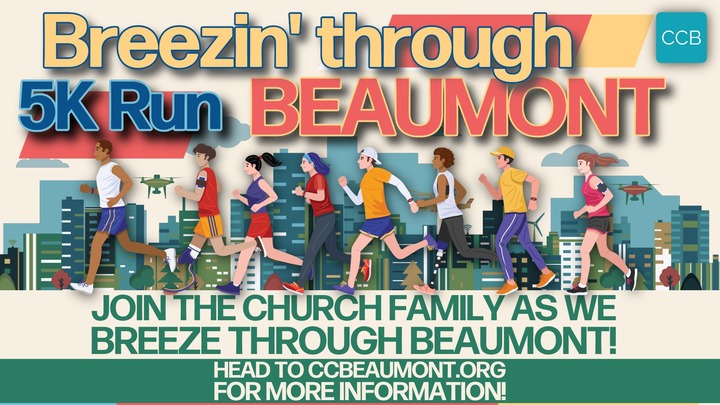 Breezin' through Beaumont 5K Run with CCB logo