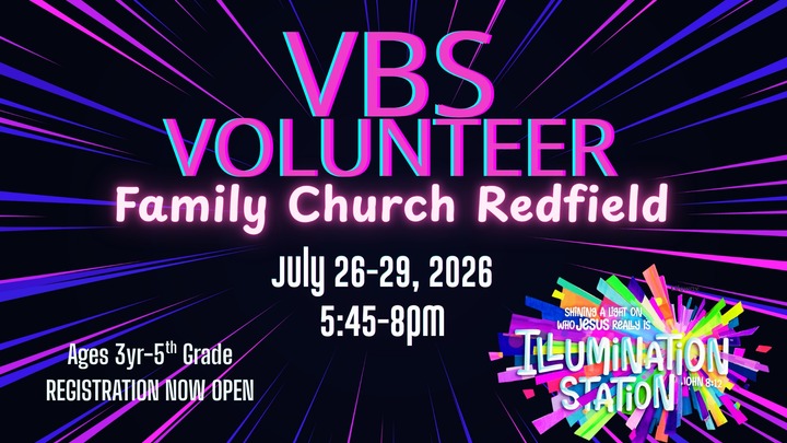 VOLUNTEER REGISTRATION - Family Church - Redfield VBS logo