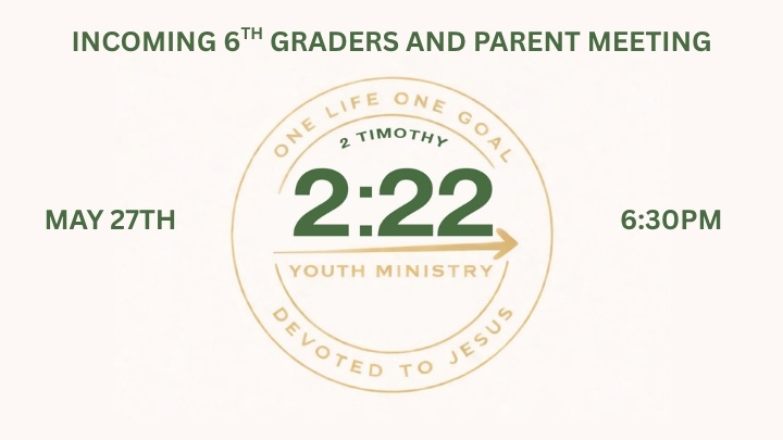 Step into 2:22 Youth - Incoming 6th Graders and Parent Meeting logo