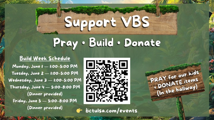 Support VBS: Pray • Build • Donate logo