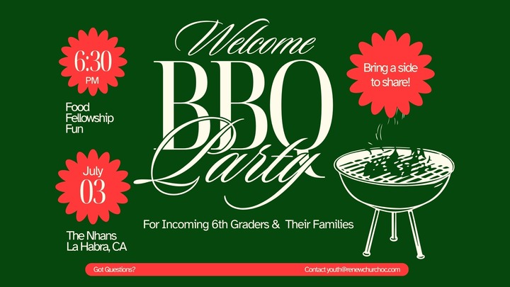 Incoming 6th Grade and Family Welcome BBQ logo