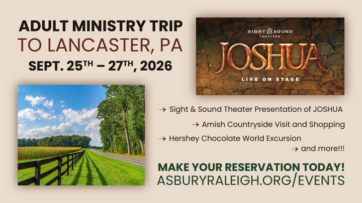Adult Ministry Lancaster, PA trip 2026 logo