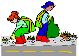 Picking up trash