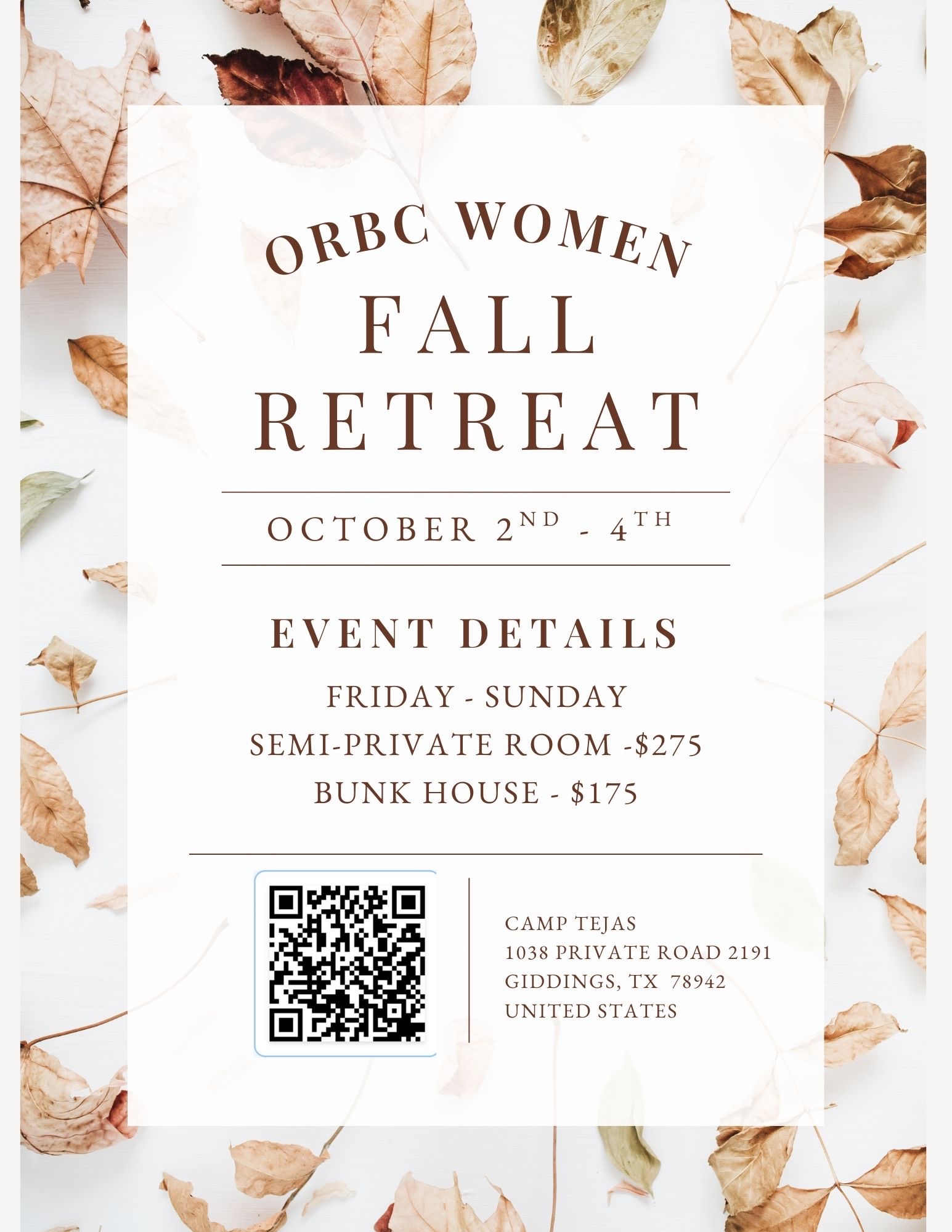 2026 Women's Fall Retreat - Old River Baptist Church